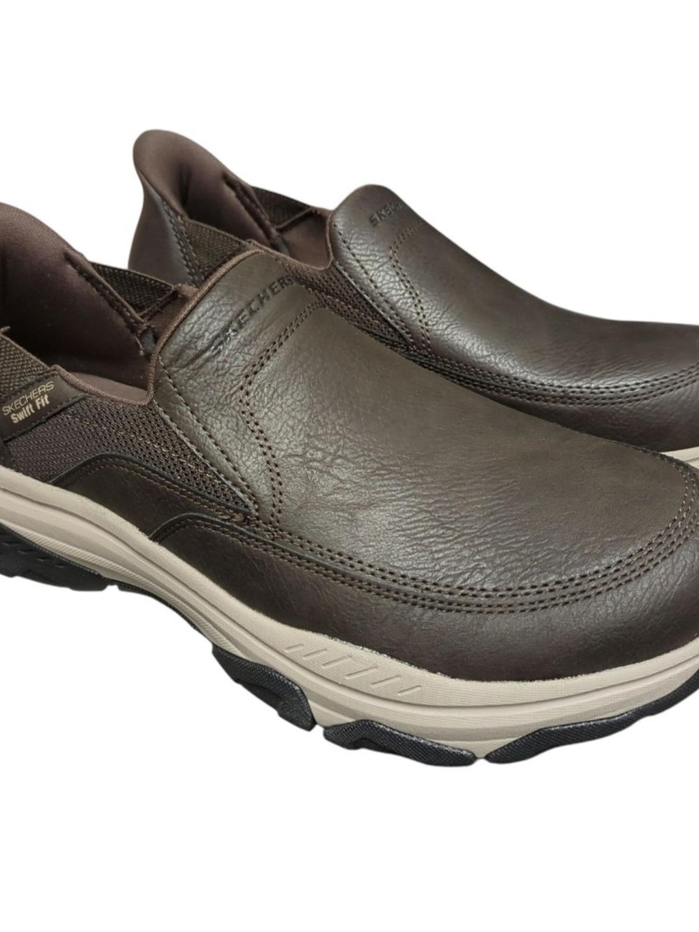 Skechers Brown Slip-On Comfort Loafers with Cream Midsole